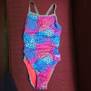 Jantzen Pink and Blue One Piece Swimsuit Dynamic Design